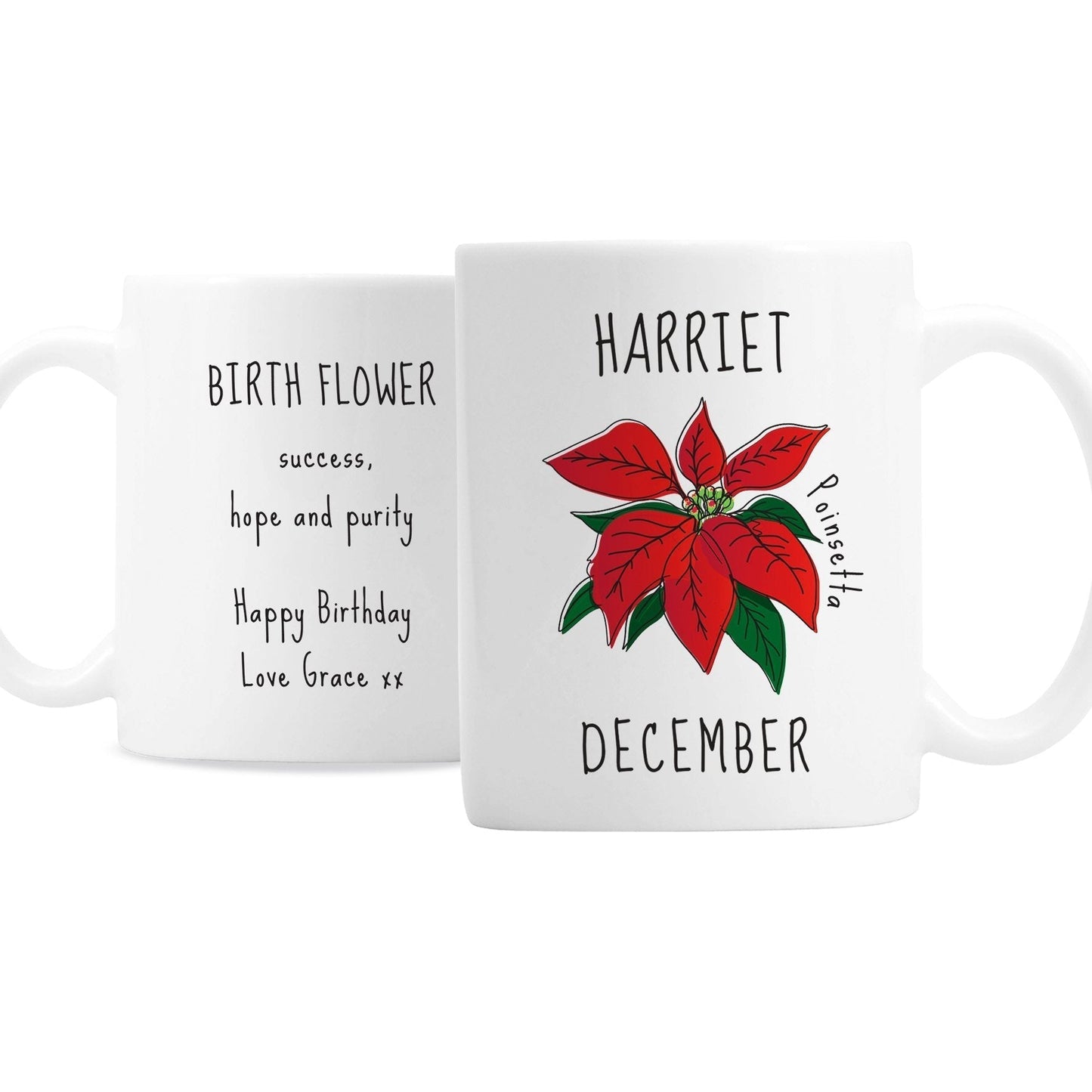 Personalised December Birth Flower - Poinsetta Mug Gifts Finder ScentiMelti Wax Melts