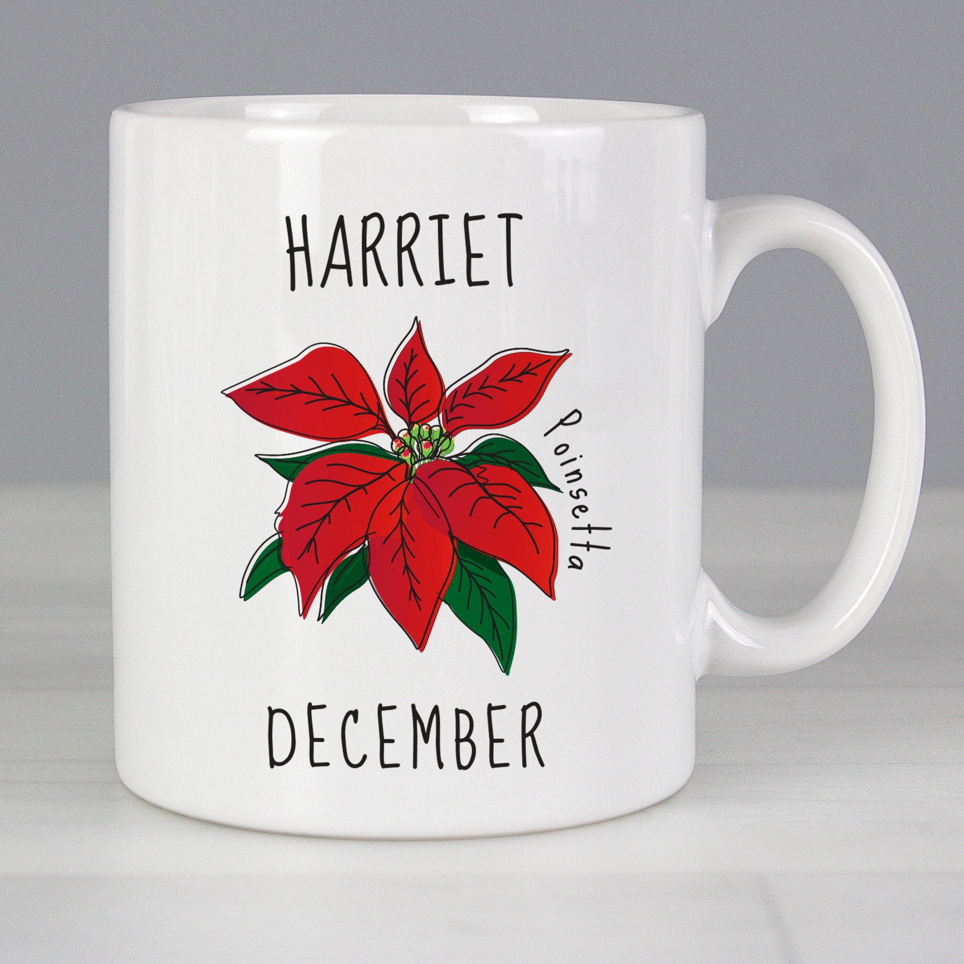 Personalised December Birth Flower - Poinsetta Mug Gifts Finder ScentiMelti Wax Melts