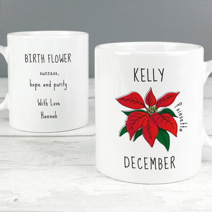 Personalised December Birth Flower - Poinsetta Mug Gifts Finder ScentiMelti Wax Melts