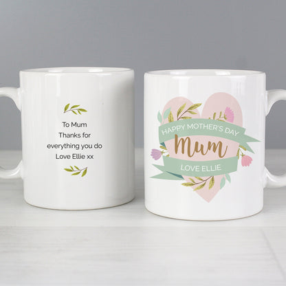 Personalised Floral Heart Mug Gifts Finder ScentiMelti Wax Melts