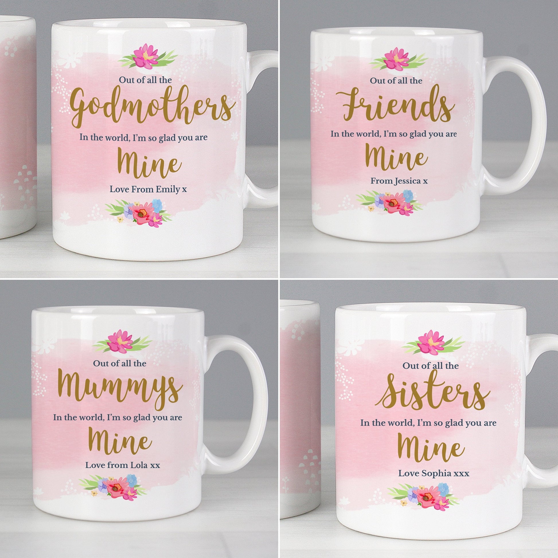 Personalised Floral Watercolour Mug Gifts Finder ScentiMelti Wax Melts