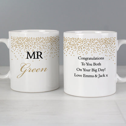 Personalised Gold Confetti Mug Set Gifts Finder ScentiMelti Wax Melts