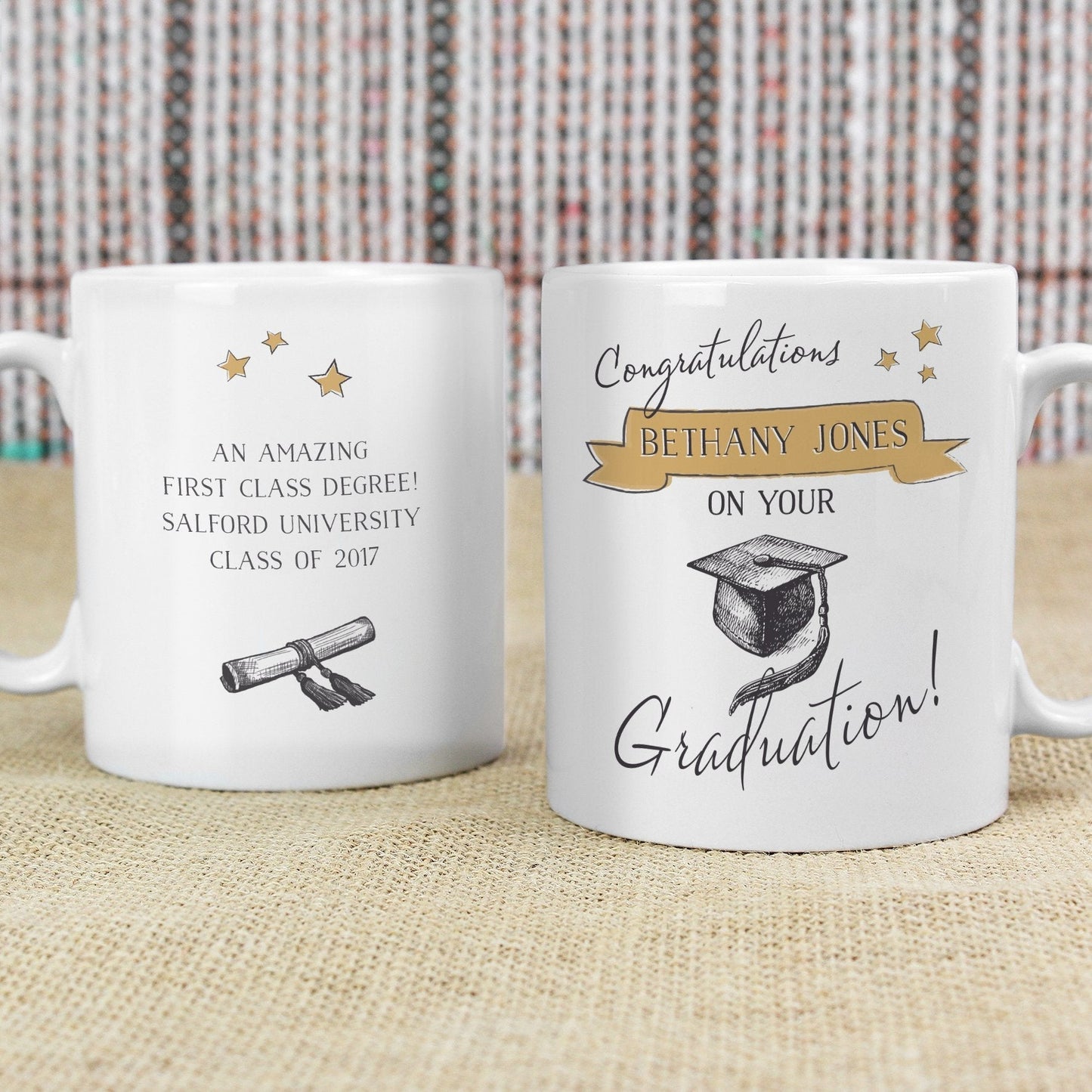 Personalised Gold Star Graduation Mug Gifts Finder ScentiMelti Wax Melts