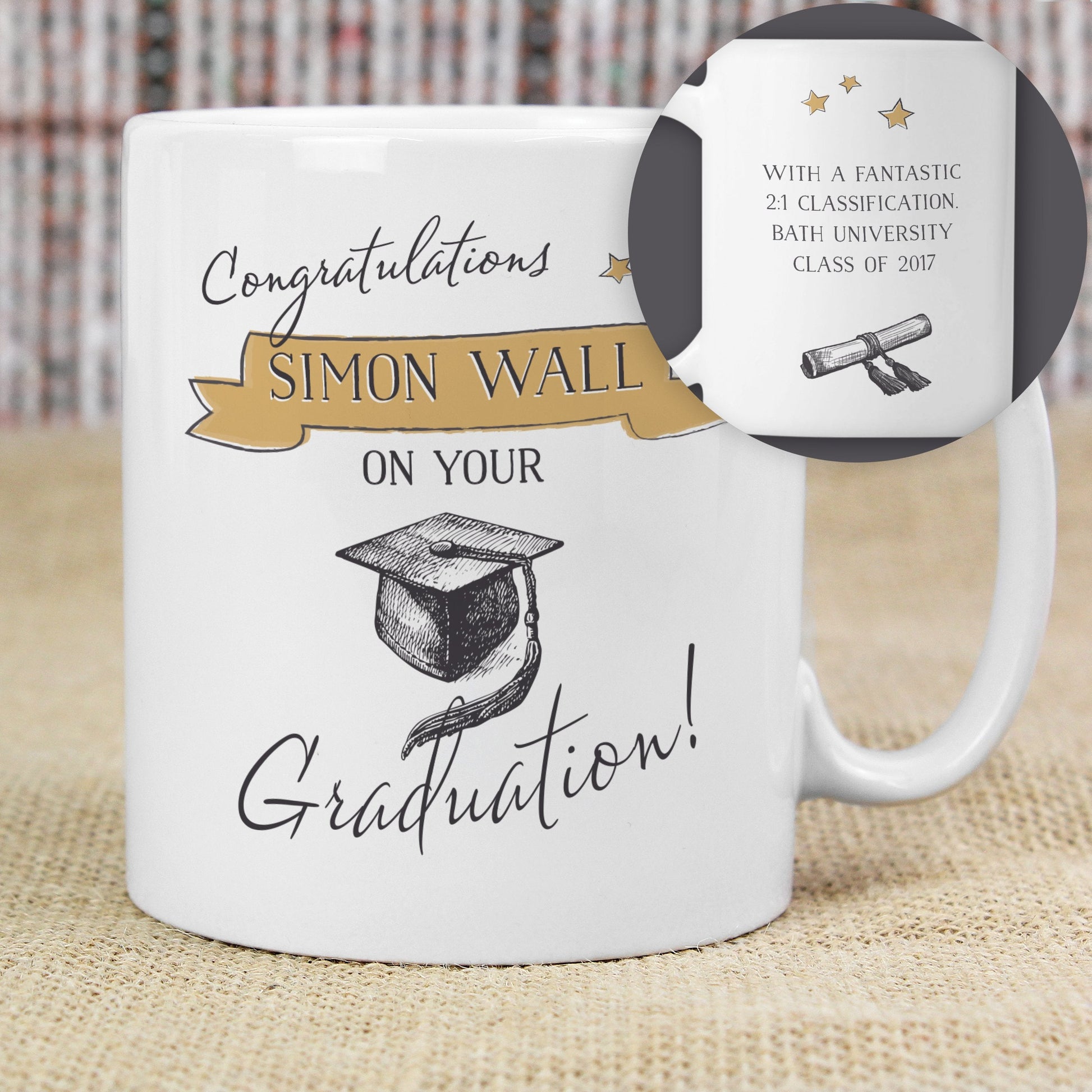 Personalised Gold Star Graduation Mug Gifts Finder ScentiMelti Wax Melts