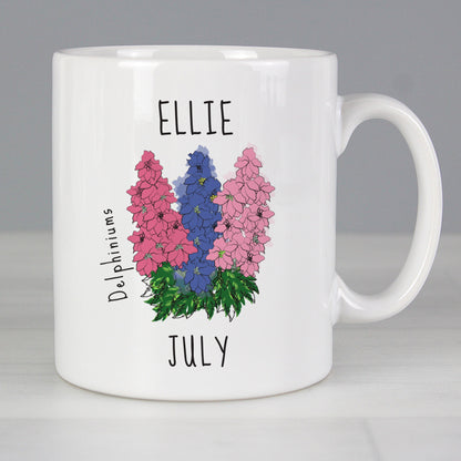 Personalised July Birth Flower - Delphiniums Mug Gifts Finder ScentiMelti Wax Melts