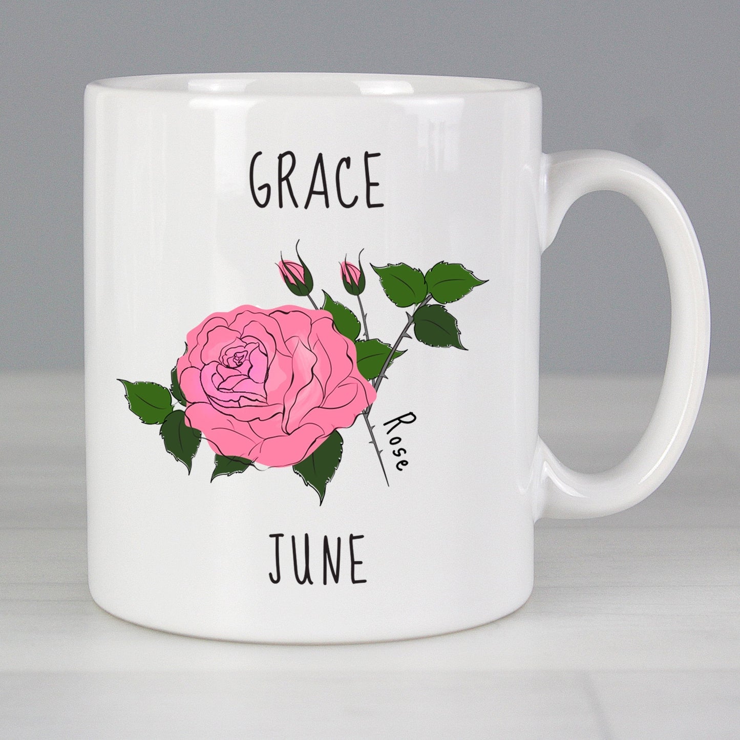 Personalised June Birth Flower - Rose Mug Gifts Finder ScentiMelti Wax Melts