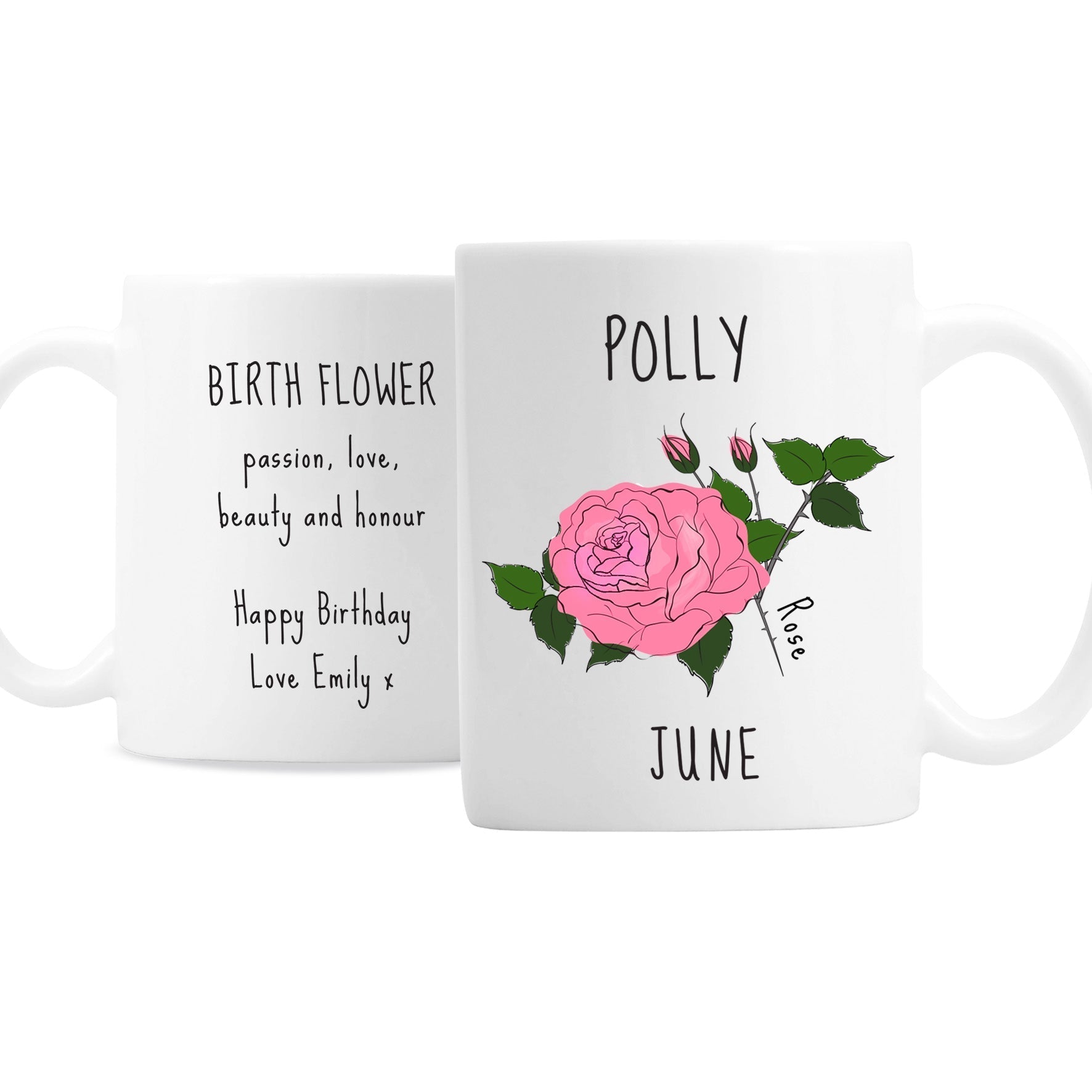 Personalised June Birth Flower - Rose Mug Gifts Finder ScentiMelti Wax Melts