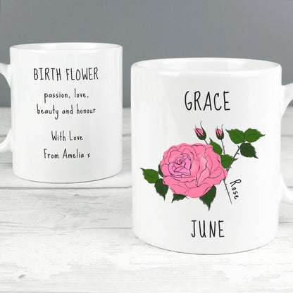 Personalised June Birth Flower - Rose Mug Gifts Finder ScentiMelti Wax Melts