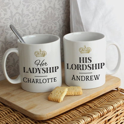 Personalised Ladyship and Lordship Mug Set Gifts Finder ScentiMelti Wax Melts