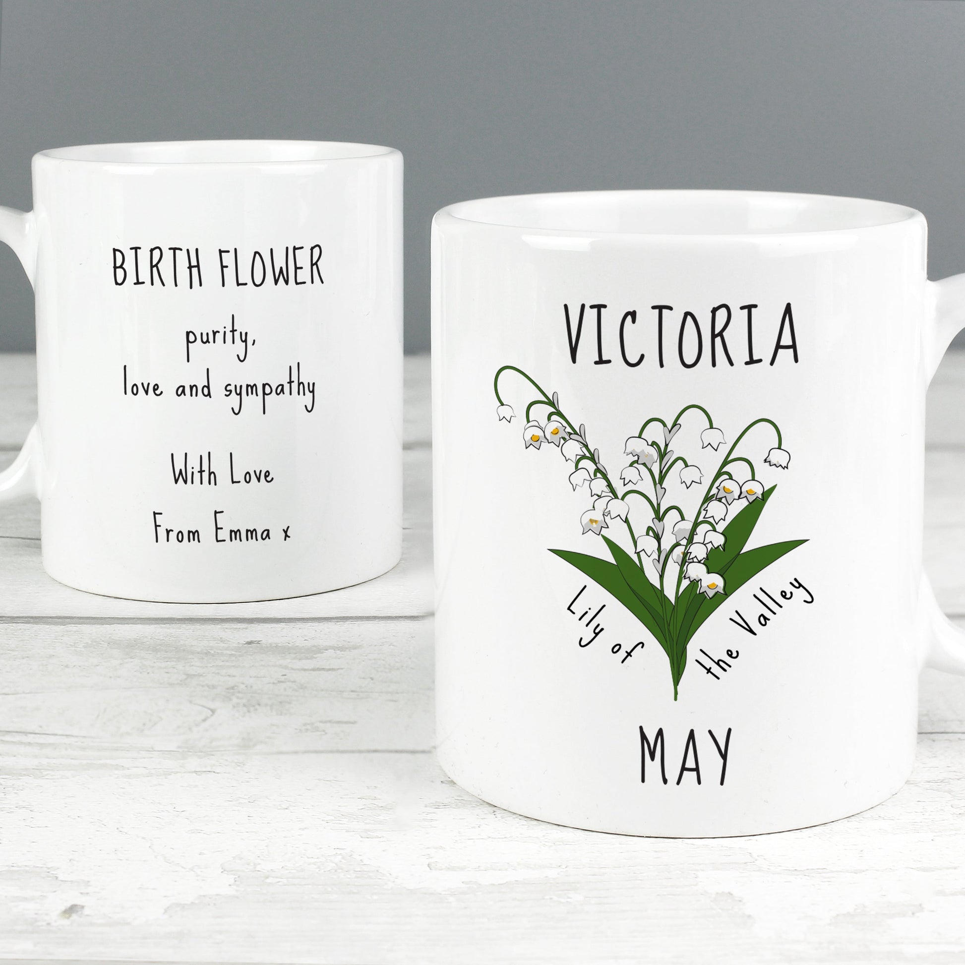 Personalised May Birth Flower - Lily Of The Valley Mug Gifts Finder ScentiMelti Wax Melts