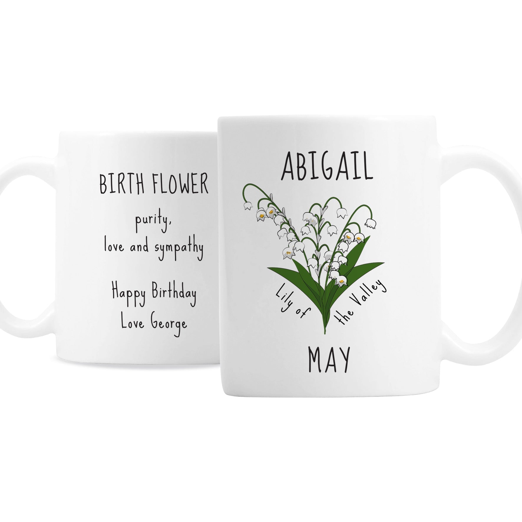 Personalised May Birth Flower - Lily Of The Valley Mug Gifts Finder ScentiMelti Wax Melts