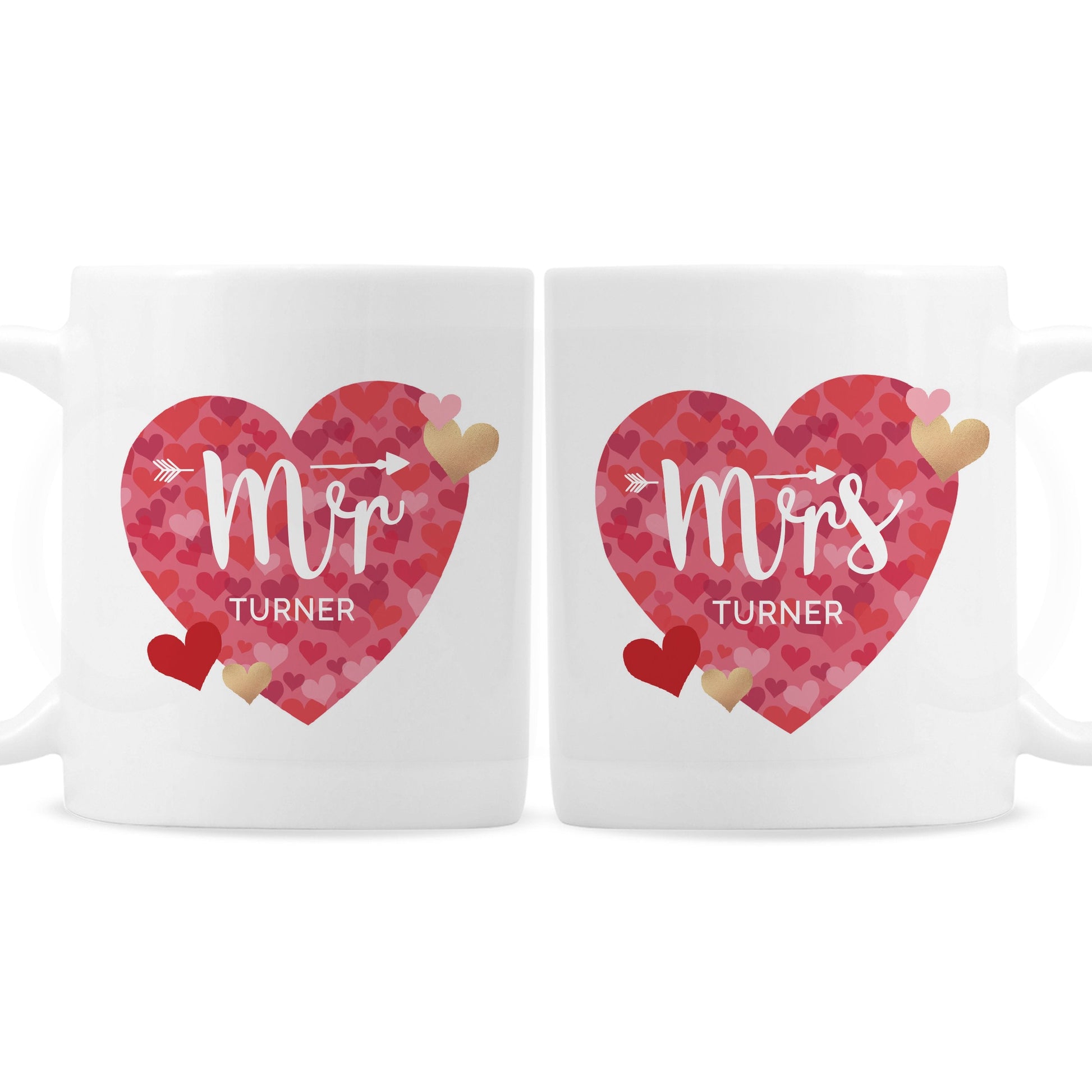 Personalised Mr and Mrs Valentine's Day Confetti Hearts Mug Set Gifts Finder ScentiMelti Wax Melts