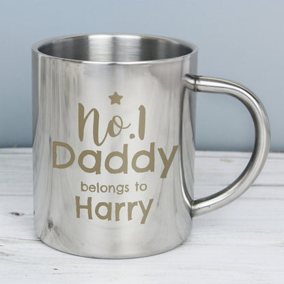 Personalised No.1 Daddy Stainless Steel Mug Gifts Finder ScentiMelti Wax Melts