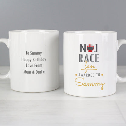 Personalised No.1 Race Fan Mug Gifts Finder ScentiMelti Wax Melts