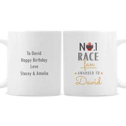 Personalised No.1 Race Fan Mug Gifts Finder ScentiMelti Wax Melts