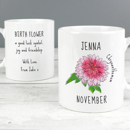 Personalised November Birth Flower - Chrysanthemum Mug Gifts Finder ScentiMelti Wax Melts