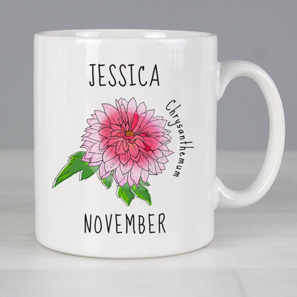 Personalised November Birth Flower - Chrysanthemum Mug Gifts Finder ScentiMelti Wax Melts