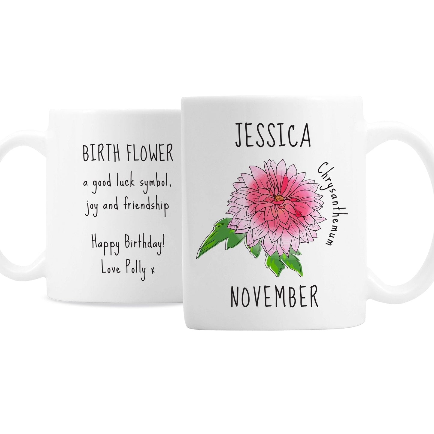 Personalised November Birth Flower - Chrysanthemum Mug Gifts Finder ScentiMelti Wax Melts