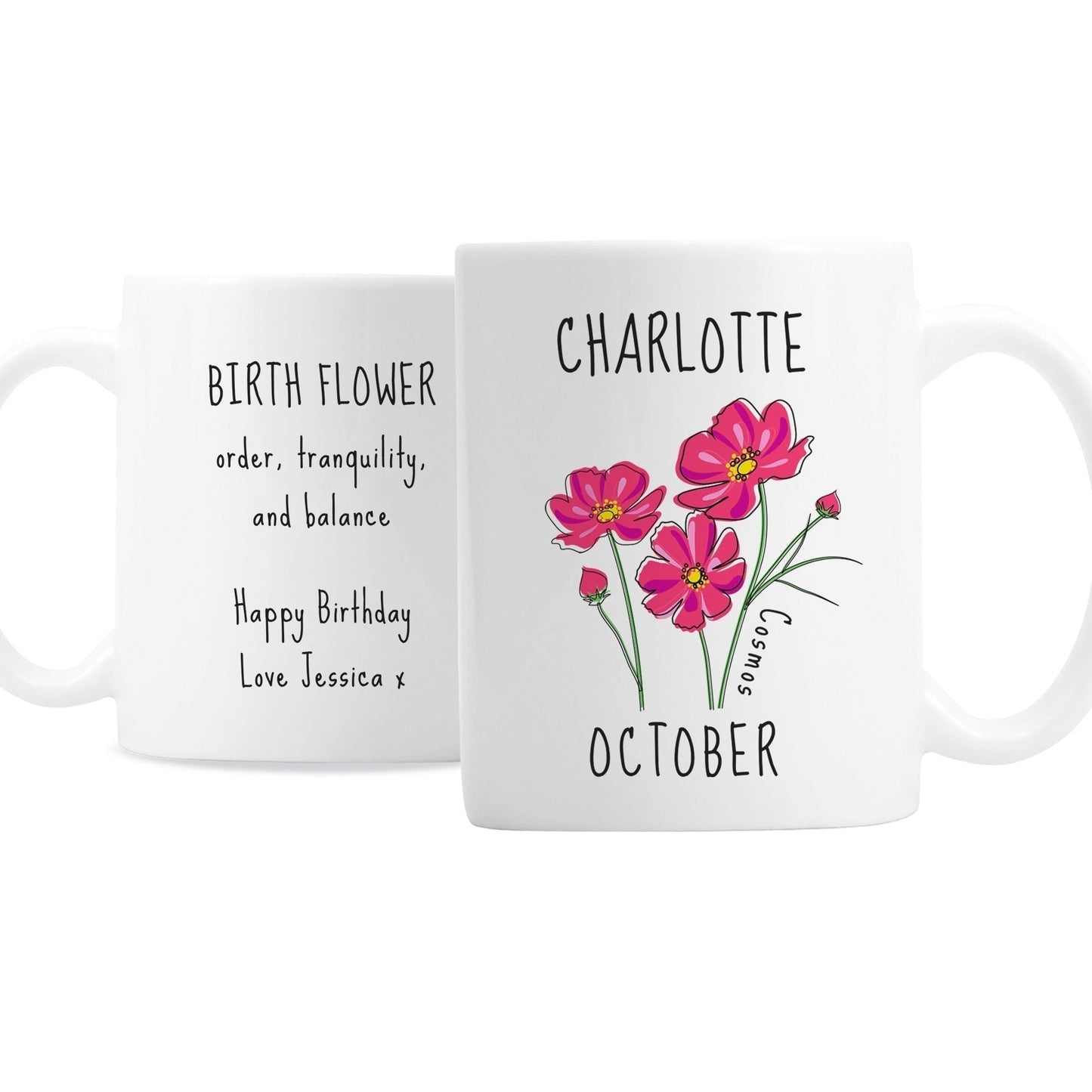 Personalised October Birth Flower - Cosmos Mug Gifts Finder ScentiMelti Wax Melts