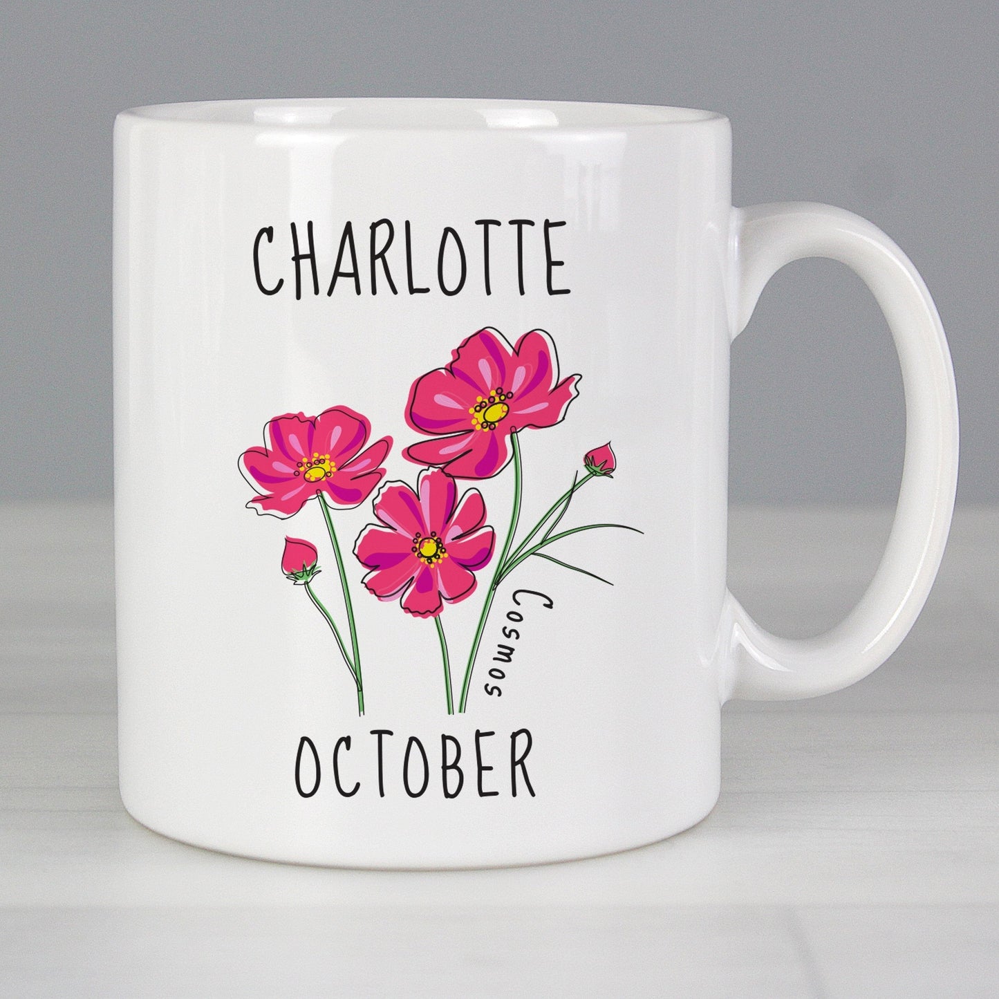 Personalised October Birth Flower - Cosmos Mug Gifts Finder ScentiMelti Wax Melts