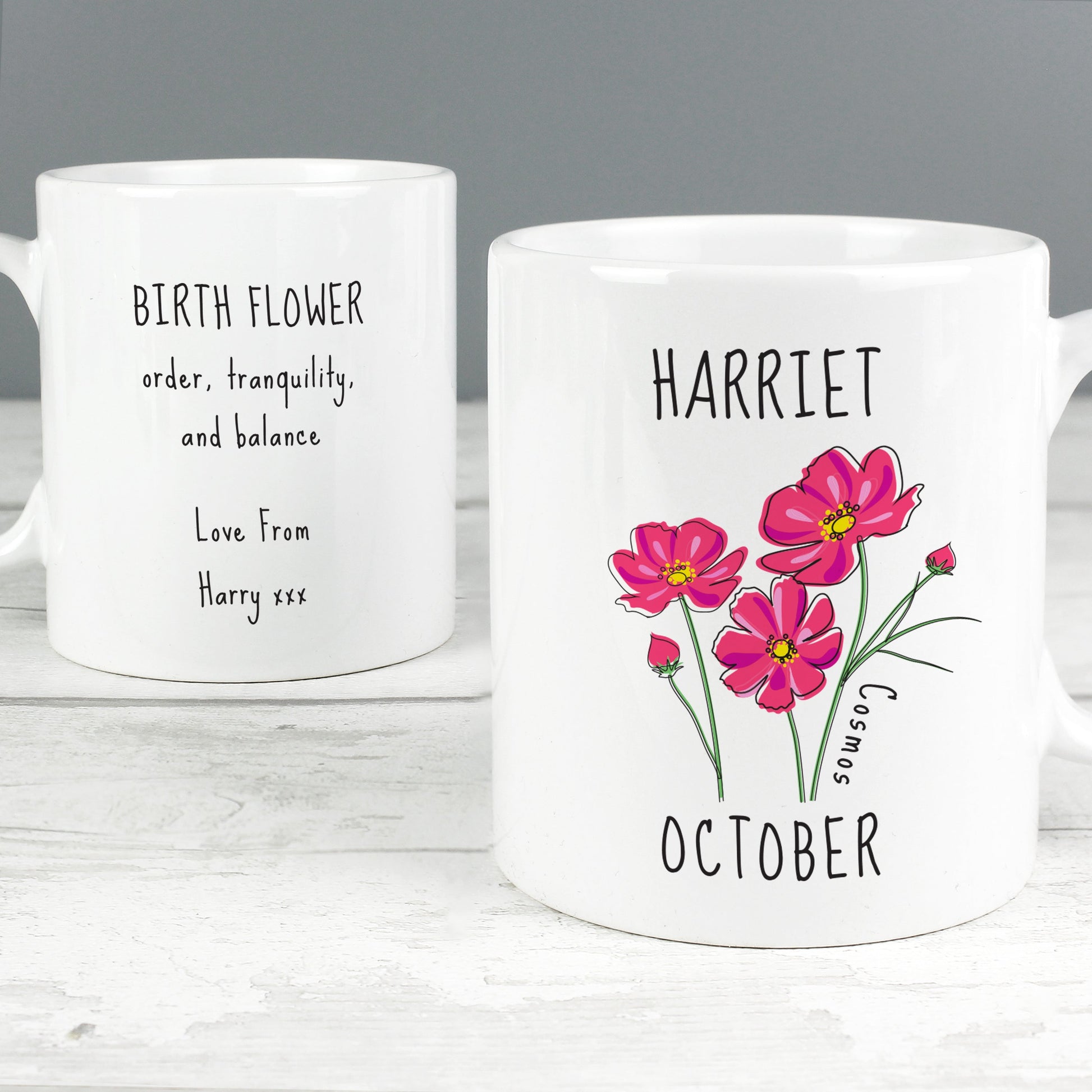 Personalised October Birth Flower - Cosmos Mug Gifts Finder ScentiMelti Wax Melts