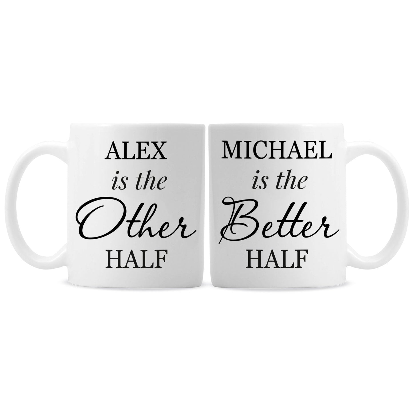 Personalised Other Half and Better Half Mug Set Gifts Finder ScentiMelti Wax Melts