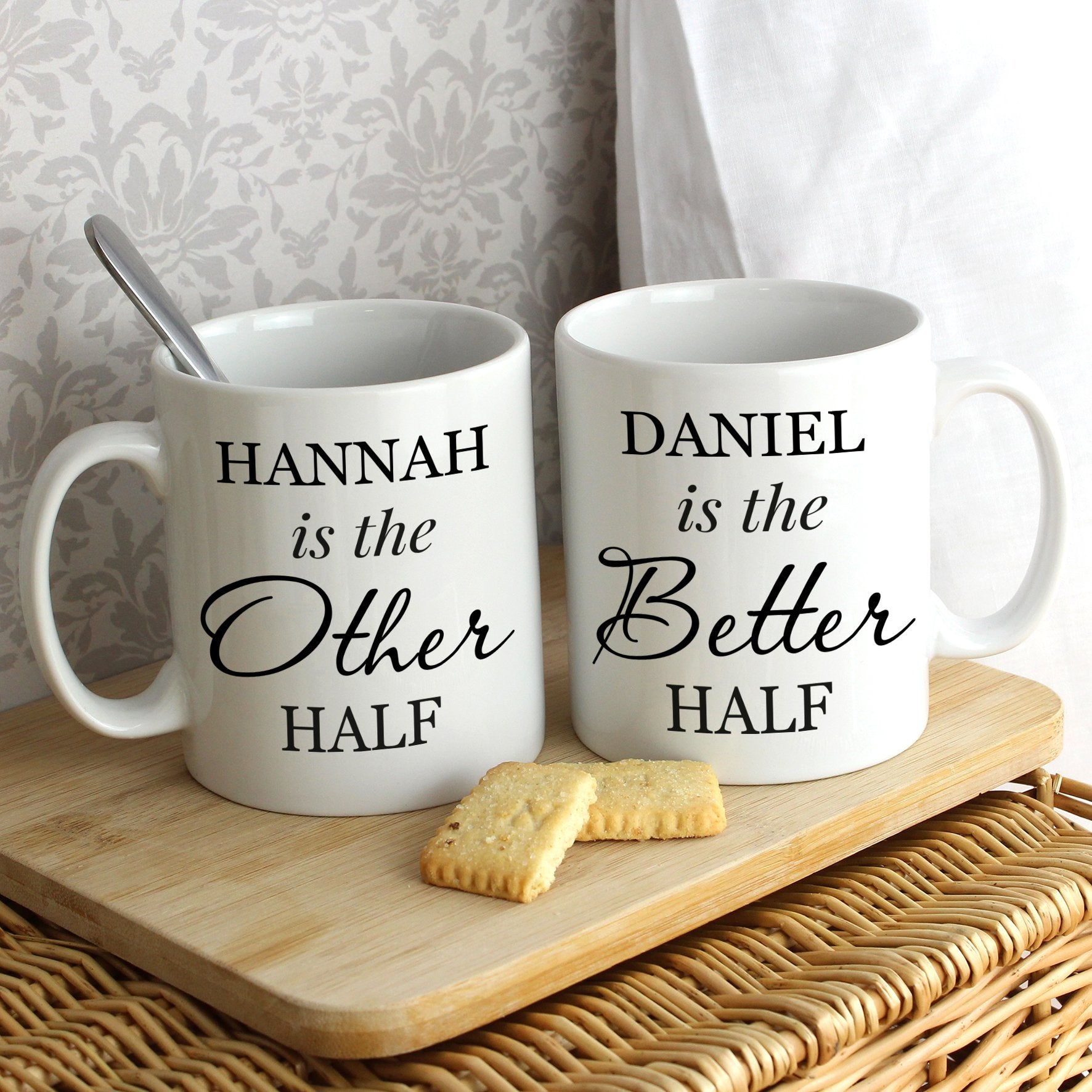 Personalised Other Half and Better Half Mug Set Gifts Finder ScentiMelti Wax Melts