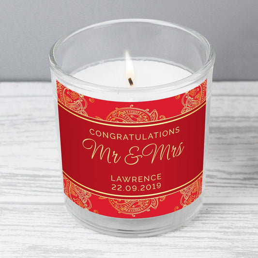 Personalised Paisley Wedding Scented Jar Candle - ScentiMelti Home Fragrance, Beauty & Gifts UK