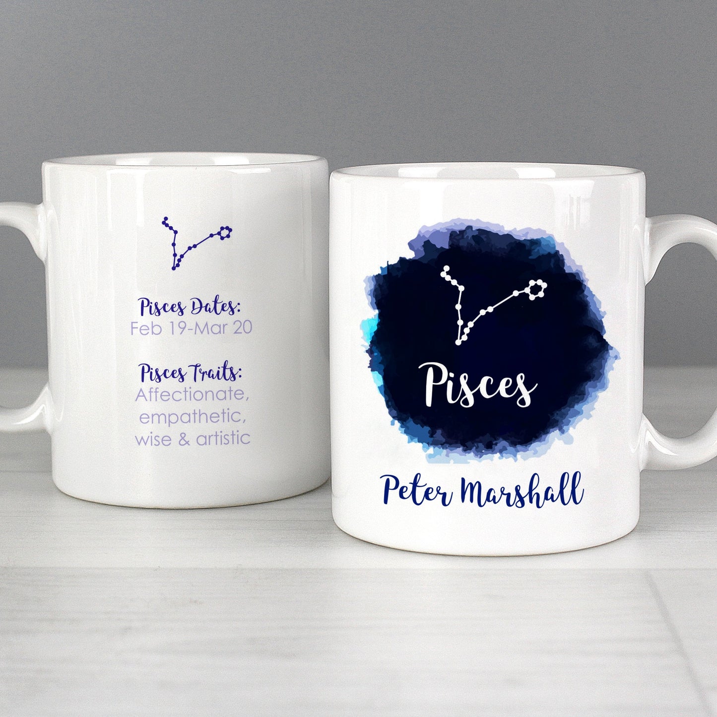 Personalised Pisces Zodiac Star Sign Mug (February 19th - March 20th) Gifts Finder ScentiMelti Wax Melts