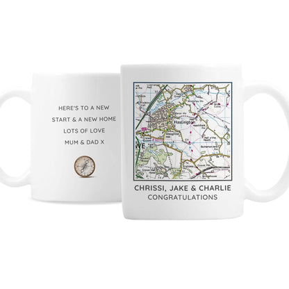 Personalised Present Day Map Compass Mug Gifts Finder ScentiMelti Wax Melts