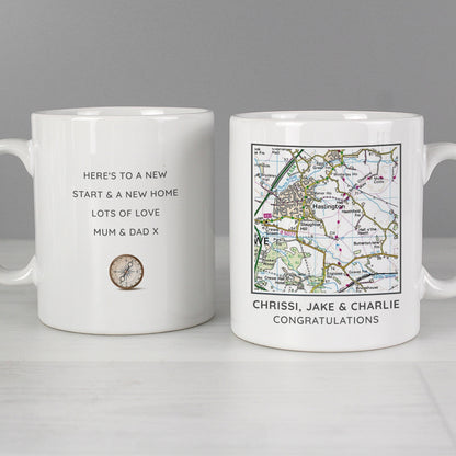 Personalised Present Day Map Compass Mug Gifts Finder ScentiMelti Wax Melts