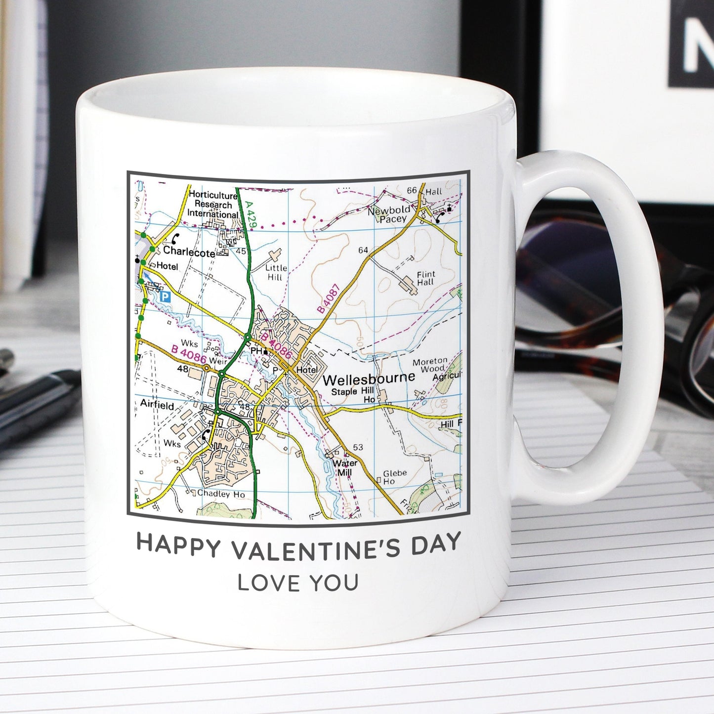 Personalised Present Day Map Compass Mug Gifts Finder ScentiMelti Wax Melts