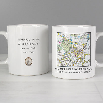 Personalised Present Day Map Compass Mug Gifts Finder ScentiMelti Wax Melts