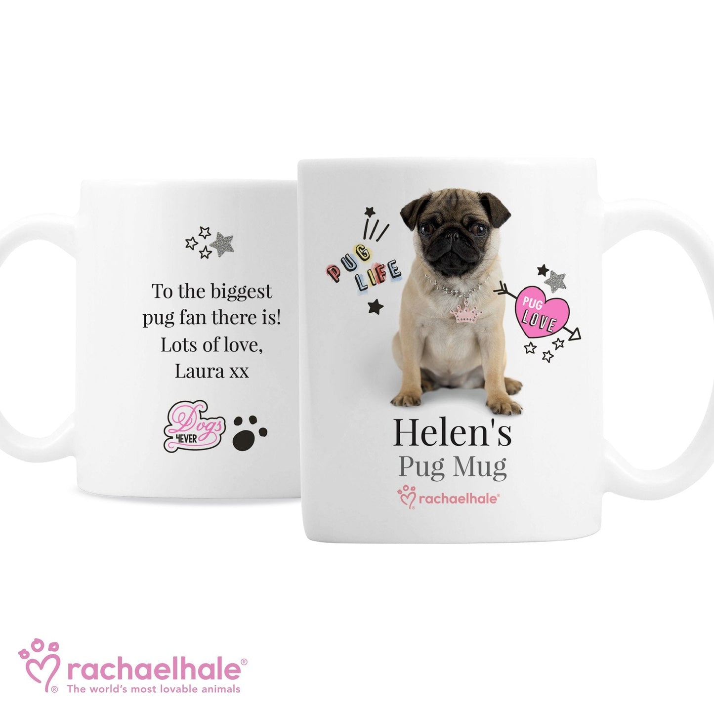 Personalised Rachael Hale Doodle Pug Mug Gifts Finder ScentiMelti Wax Melts