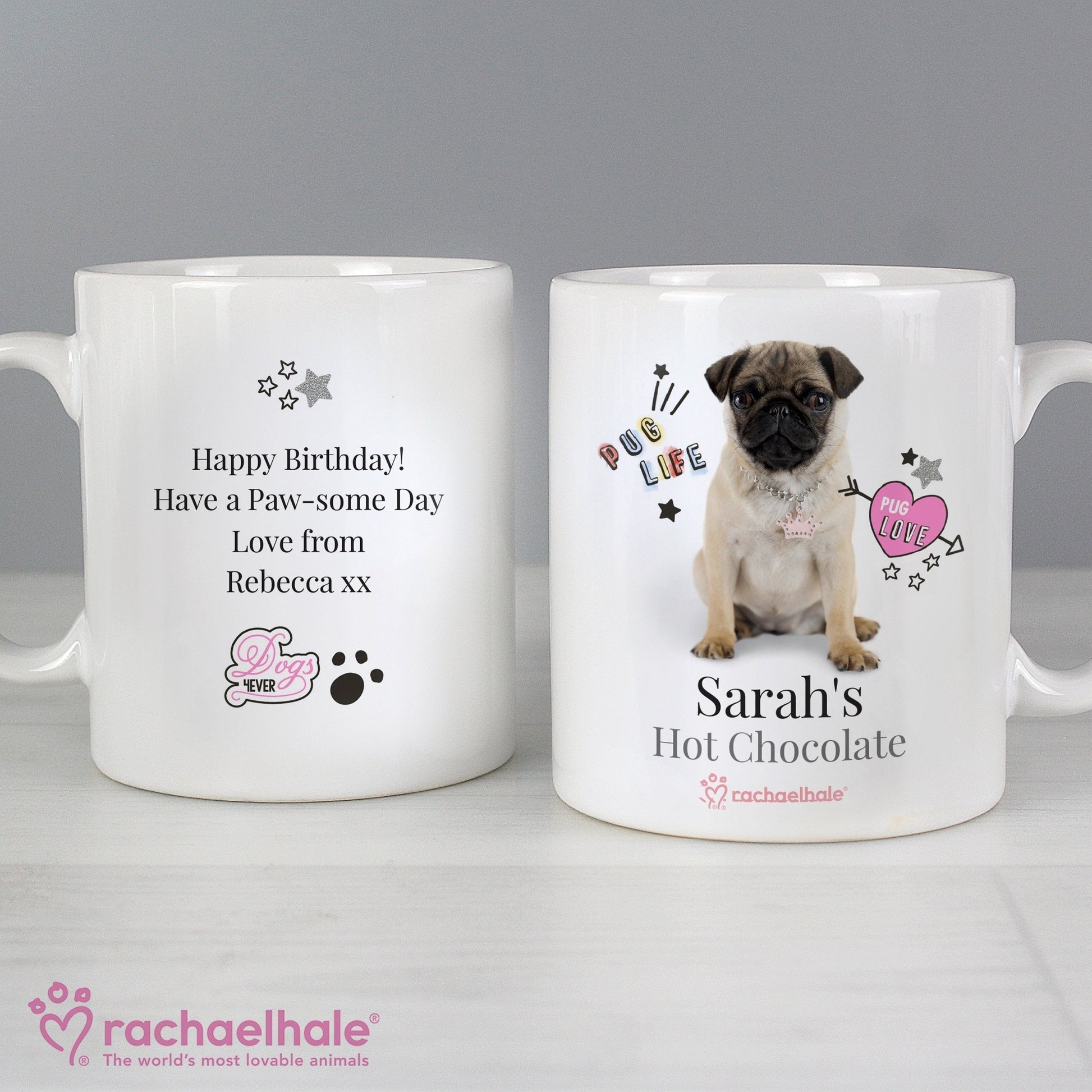 Personalised Rachael Hale Doodle Pug Mug Gifts Finder ScentiMelti Wax Melts