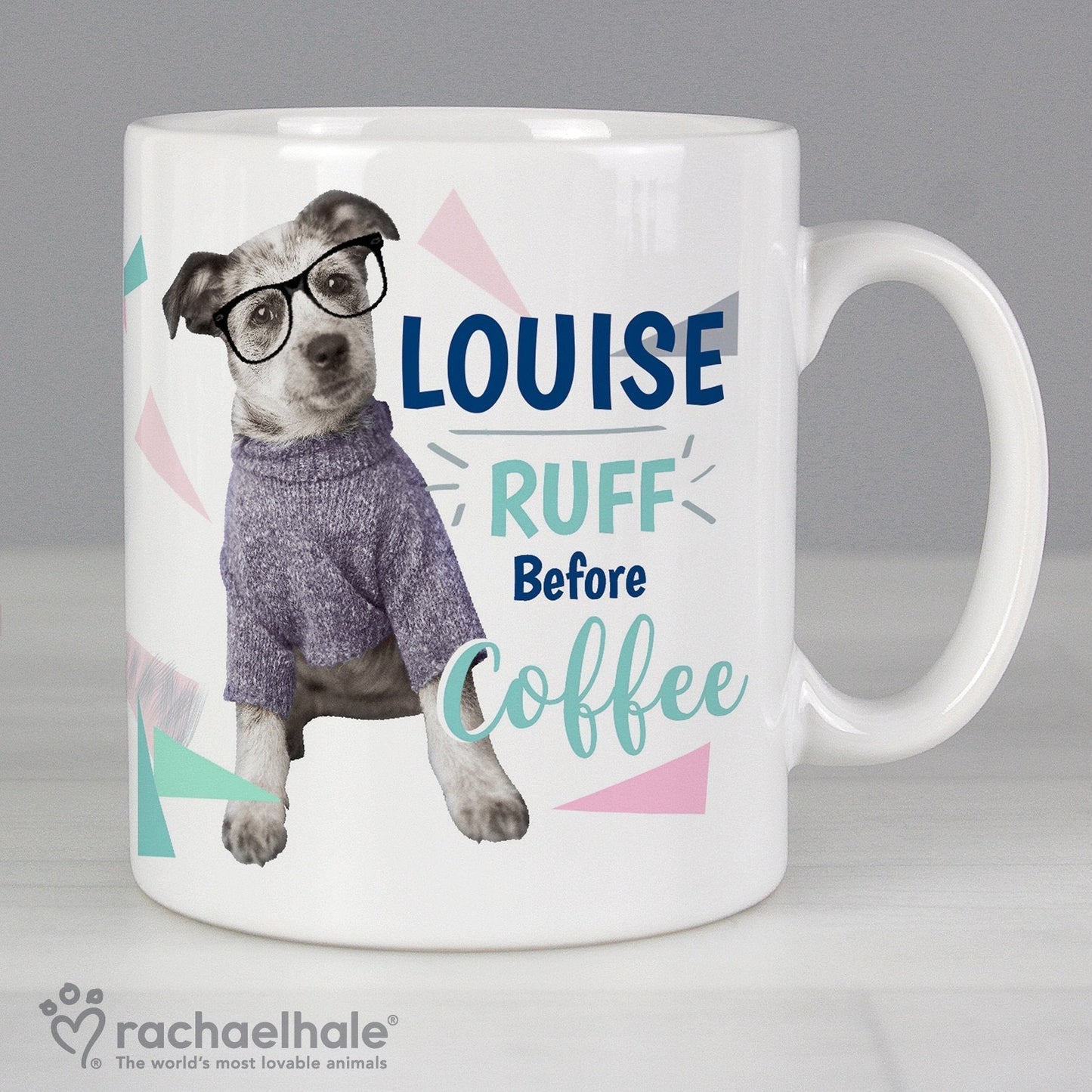 Personalised Rachael Hale 'Ruff Before Coffee' Dog Mug Gifts Finder ScentiMelti Wax Melts