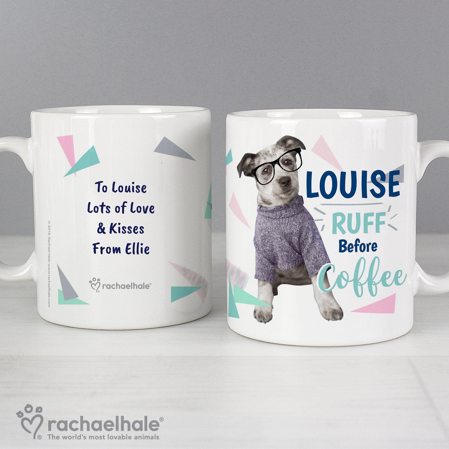 Personalised Rachael Hale 'Ruff Before Coffee' Dog Mug Gifts Finder ScentiMelti Wax Melts