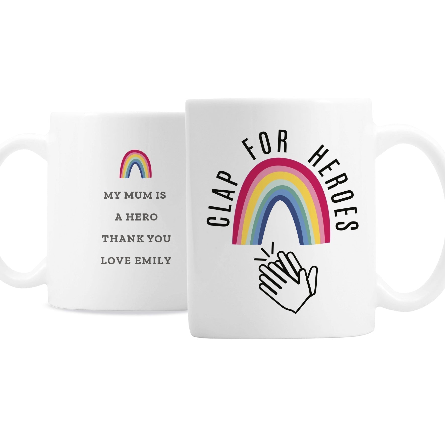 Personalised Rainbow 'Clap for Heroes' Mug Gifts Finder ScentiMelti Wax Melts