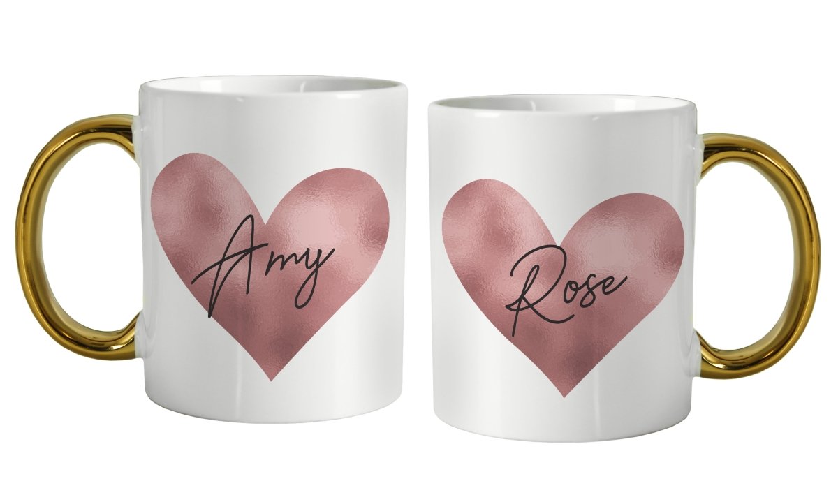 Personalised Rose Gold Heart Handled Mug Gifts Finder ScentiMelti Wax Melts