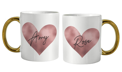 Personalised Rose Gold Heart Handled Mug Gifts Finder ScentiMelti Wax Melts