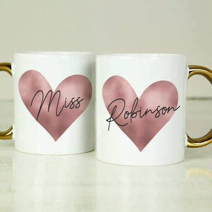 Personalised Rose Gold Heart Handled Mug Gifts Finder ScentiMelti Wax Melts