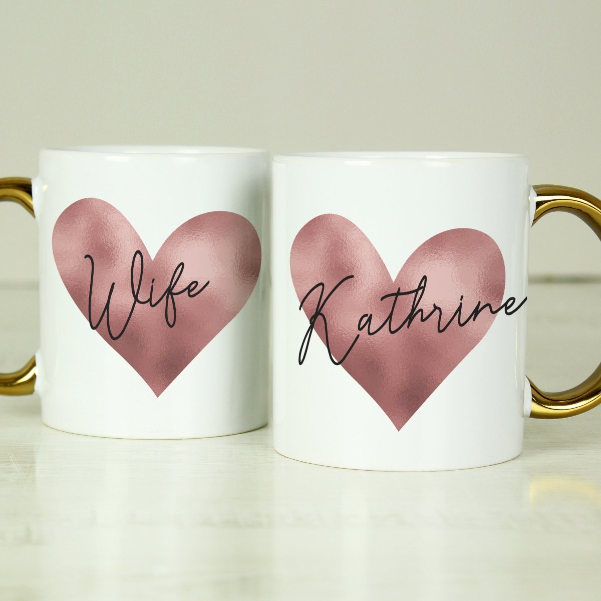 Personalised Rose Gold Heart Handled Mug Gifts Finder ScentiMelti Wax Melts