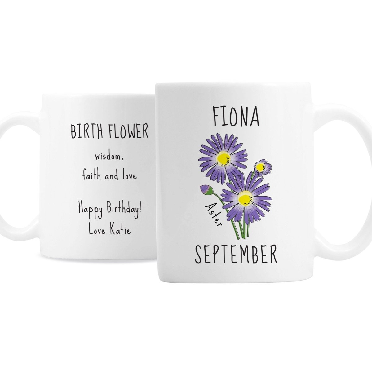 Personalised September Birth Flower - Aster Mug Gifts Finder ScentiMelti Wax Melts