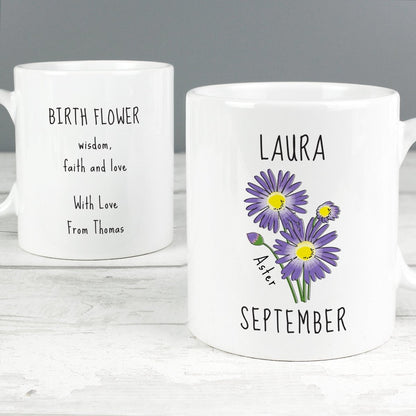 Personalised September Birth Flower - Aster Mug Gifts Finder ScentiMelti Wax Melts