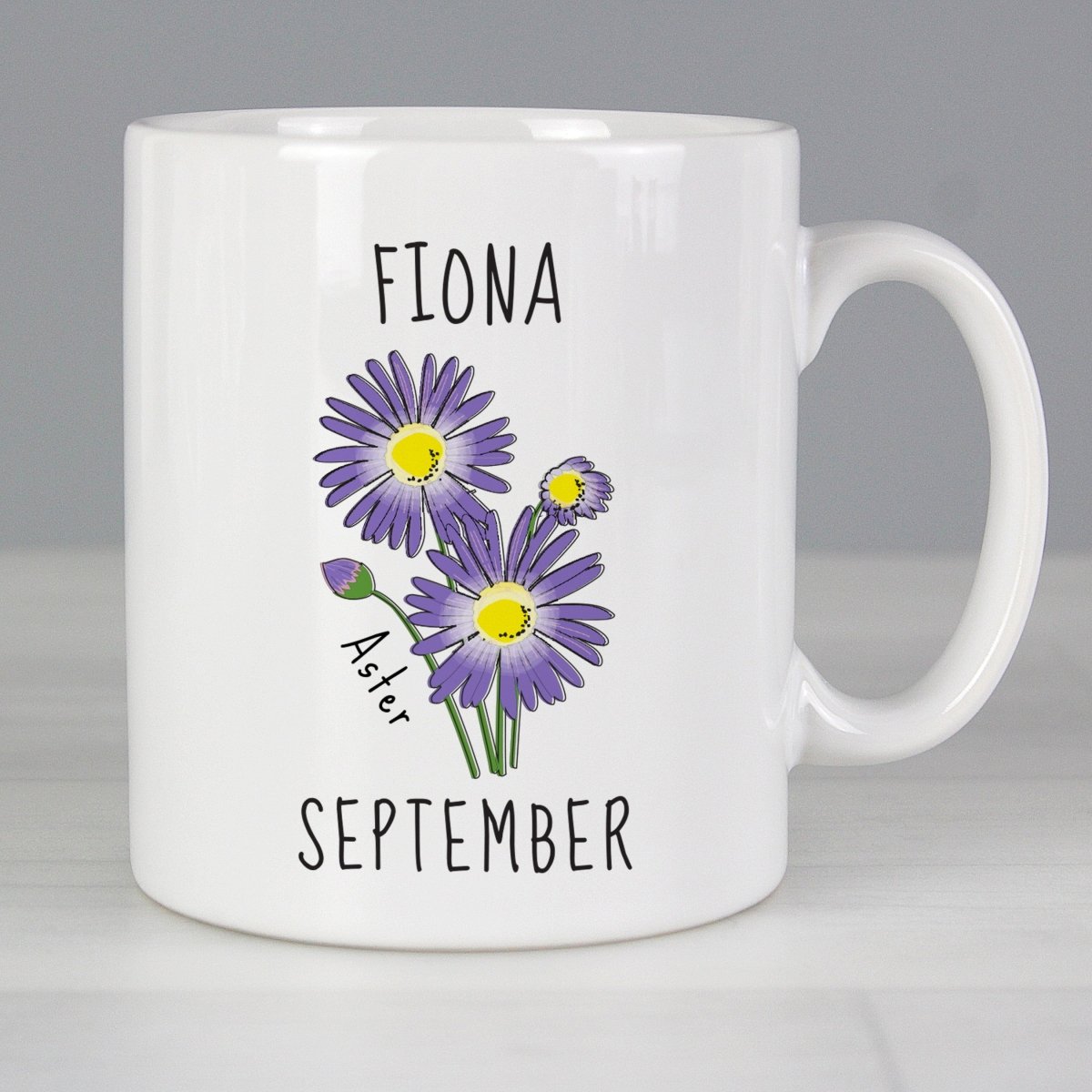 Personalised September Birth Flower - Aster Mug Gifts Finder ScentiMelti Wax Melts