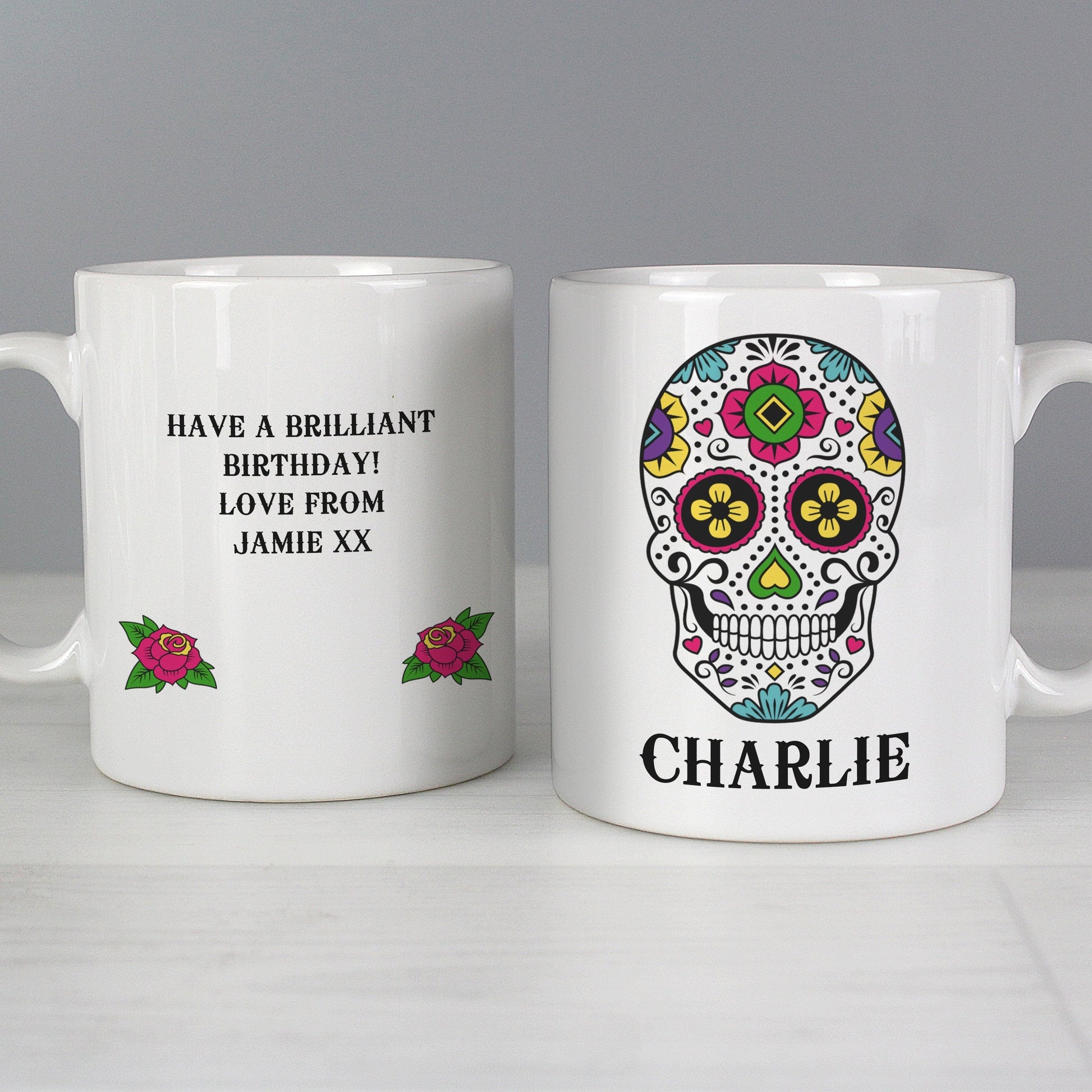 Personalised Sugar Skull Mug Gifts Finder ScentiMelti Wax Melts