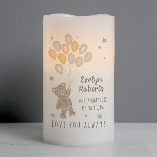 Personalised Teddy & Balloons Nightlight LED Candle Gifts Finder ScentiMelti Wax Melts