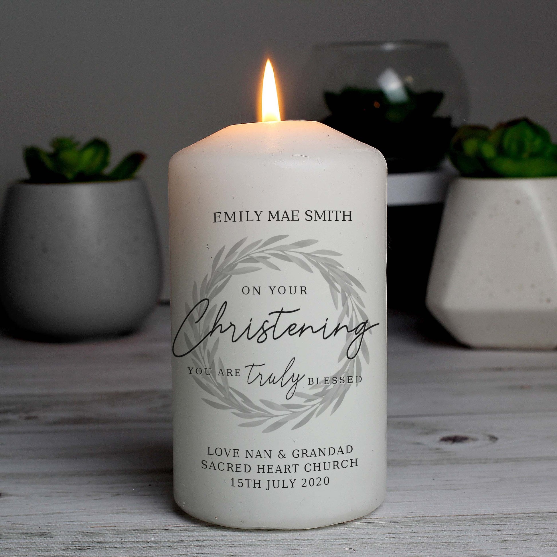 Personalised 'Truly Blessed' Christening Pillar Candle - ScentiMelti Home Fragrance, Beauty & Gifts UK