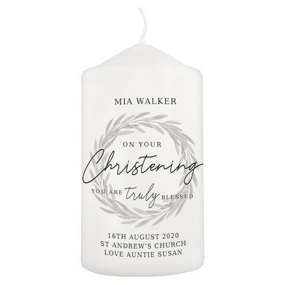 Personalised 'Truly Blessed' Christening Pillar Candle - ScentiMelti Home Fragrance, Beauty & Gifts UK