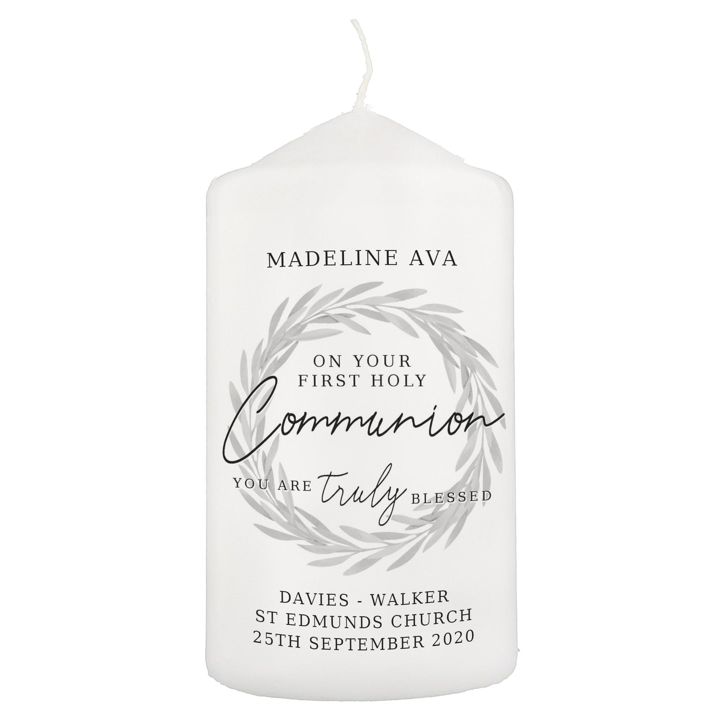 Personalised 'Truly Blessed' First Holy Communion Pillar Candle - ScentiMelti Home Fragrance, Beauty & Gifts UK